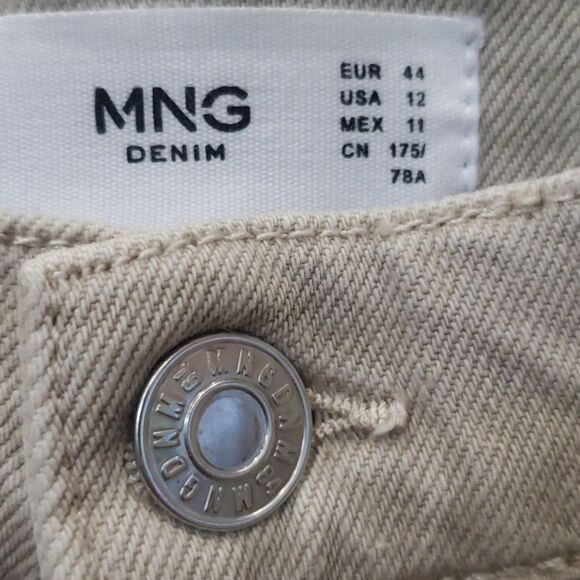 MNG Denim Jeans Women's sz 12 Mar Tan Sand Straight Fit - Picture 2 of 5